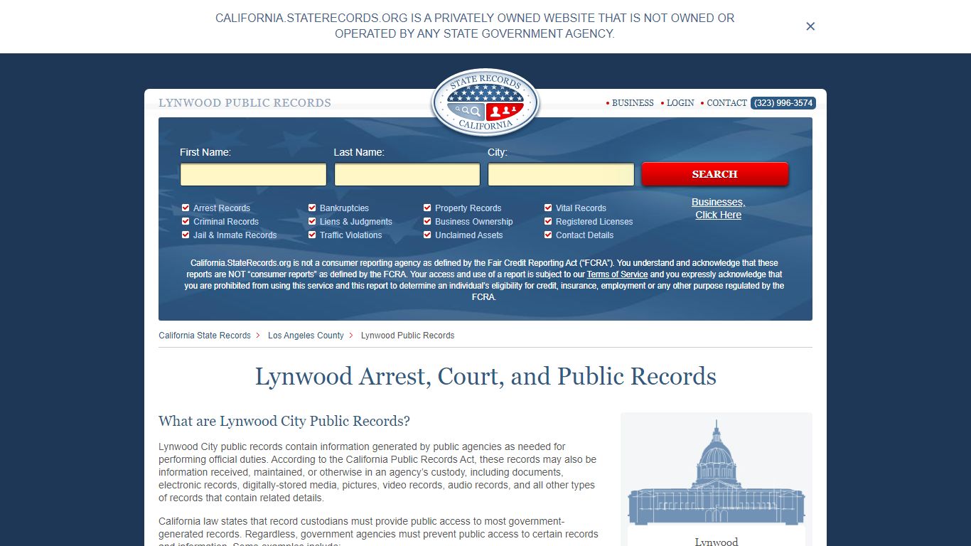 Lynwood Arrest and Public Records | California.StateRecords.org