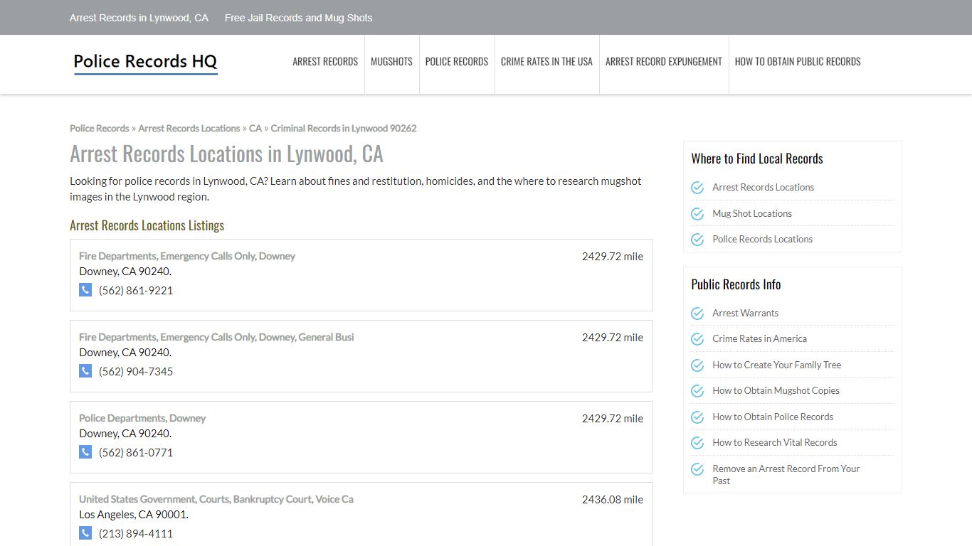Arrest Records in Lynwood, CA - Free Jail Records and Mug Shots